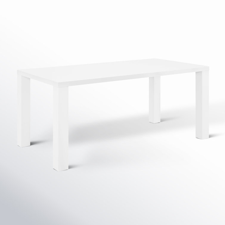 White Rectangular MDF Dining Table for Six