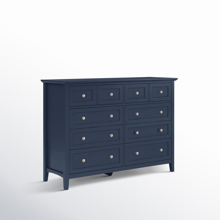 Blue Double 8-Drawer Solid Wood Dresser
