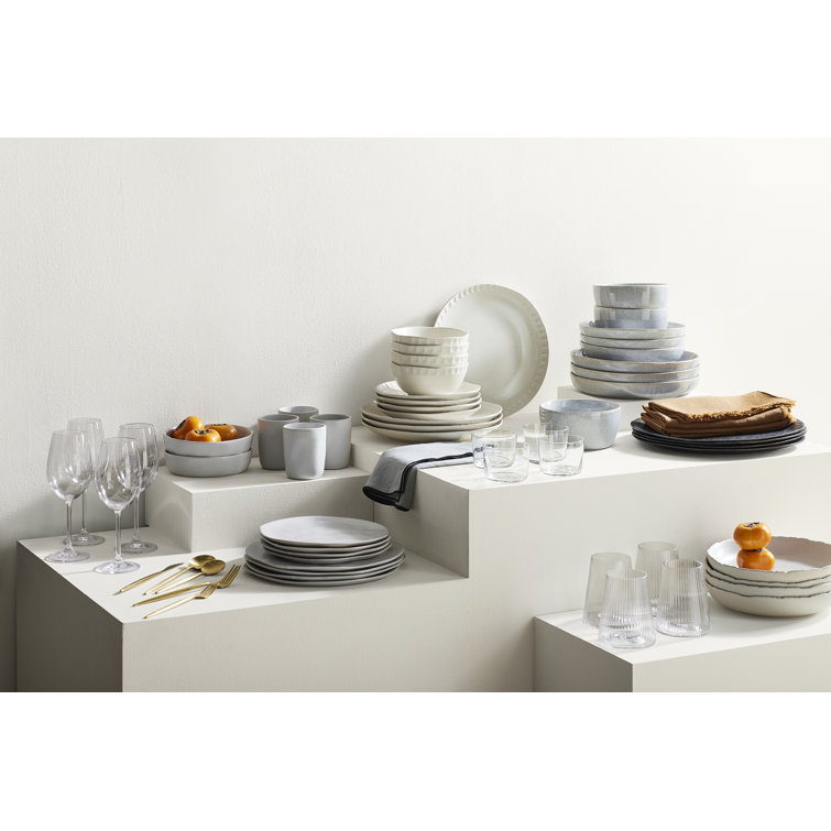 Beige and White Ceramic Organic-Shaped 16-Piece Dinnerware Set