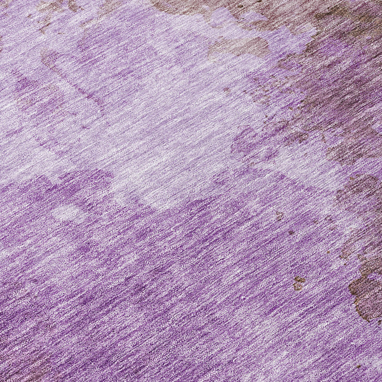 Lavender Rectangular Synthetic Flat Woven Washable Rug