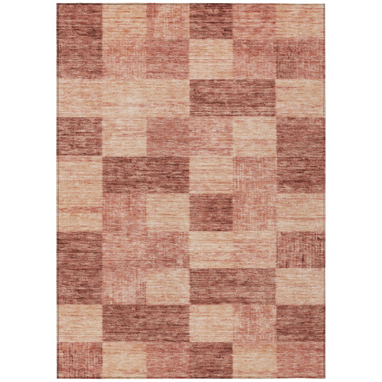 Paprika Synthetic Flat Woven Rectangular Washable Rug 20" x 30"
