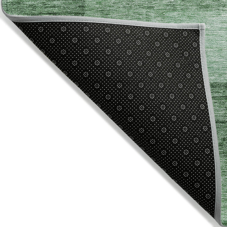 Green Rectangular Synthetic Washable Checkerboard Rug 1'8" x 2'6"