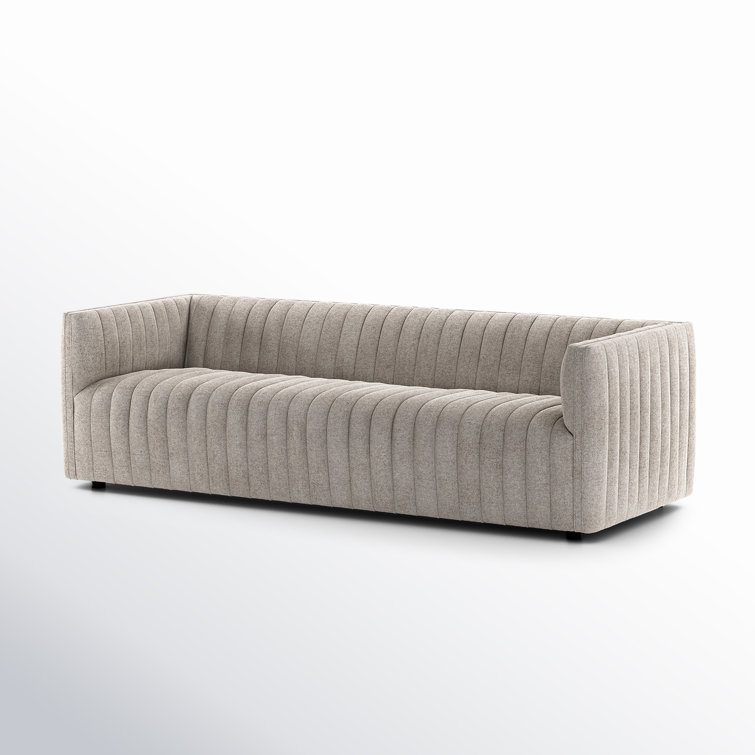 Orly Natural Tufted Velvet Tuxedo Arm Sofa