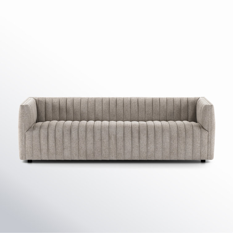 Orly Natural Tufted Velvet Tuxedo Arm Sofa