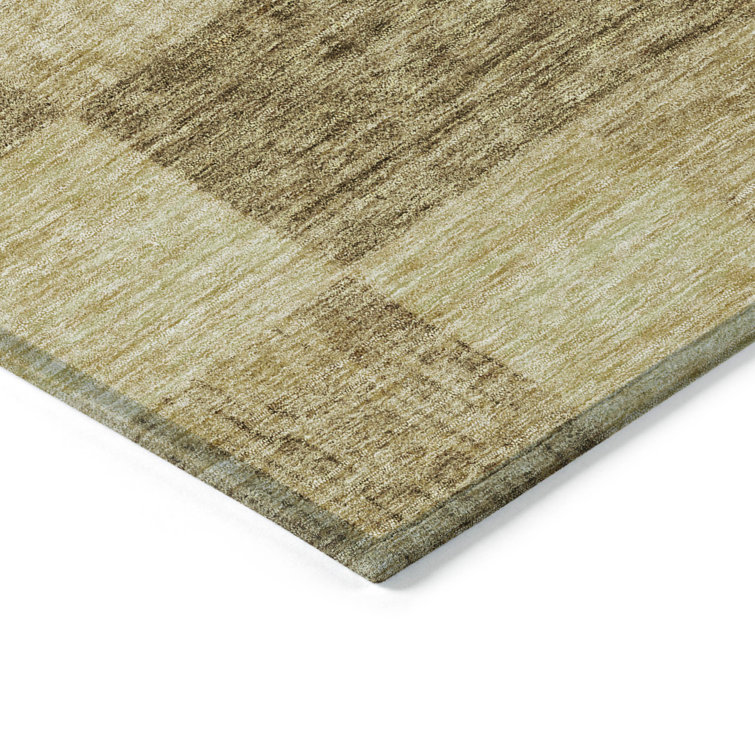 Gold Rectangular Synthetic Non-slip Washable Rug 30" x 20"