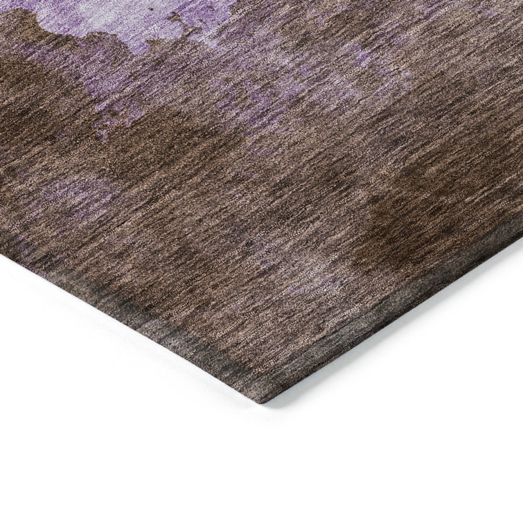 Lavender Rectangular Synthetic Flat Woven Washable Rug