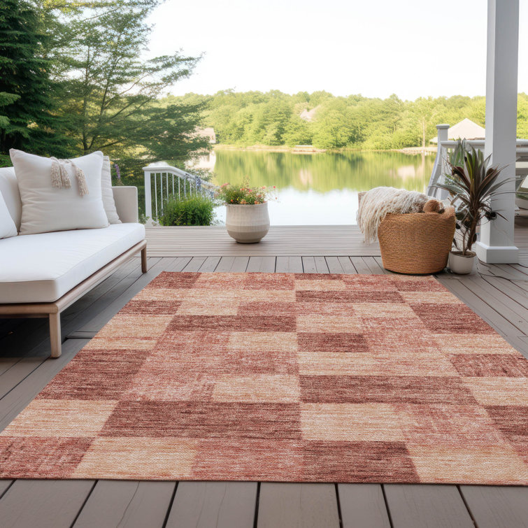 Paprika Synthetic Flat Woven Rectangular Washable Rug 20" x 30"