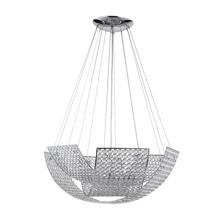 Monarch Chrome and Crystal 8-Light Geometric Chandelier