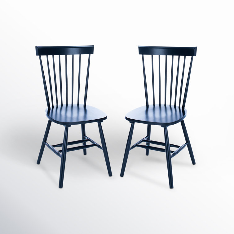 Navy Oak Windsor Back Solid Wood Side Chair Set