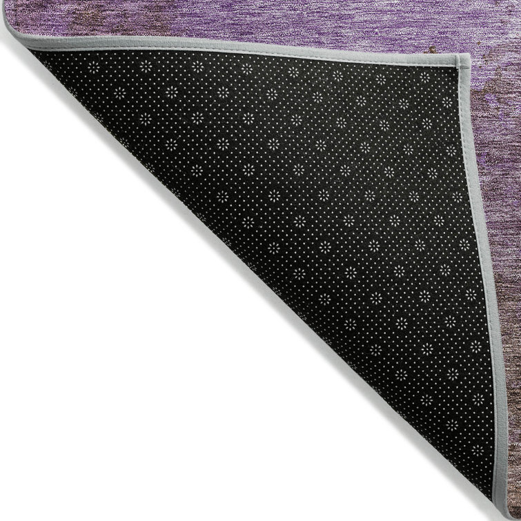 Lavender Rectangular Synthetic Flat Woven Washable Rug