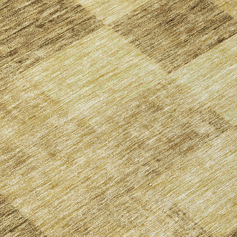 Gold Rectangular Synthetic Non-slip Washable Rug 30" x 20"