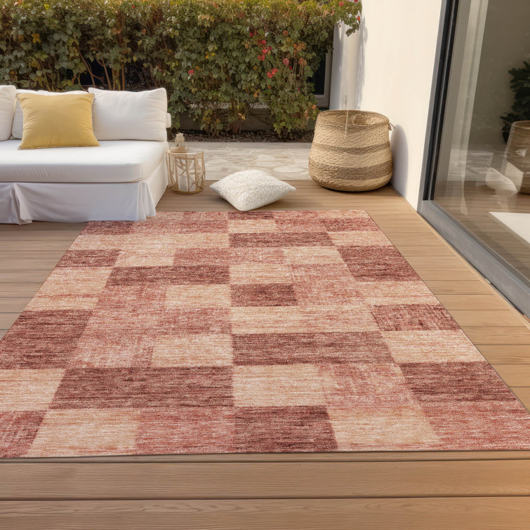 Paprika Synthetic Flat Woven Rectangular Washable Rug 20" x 30"