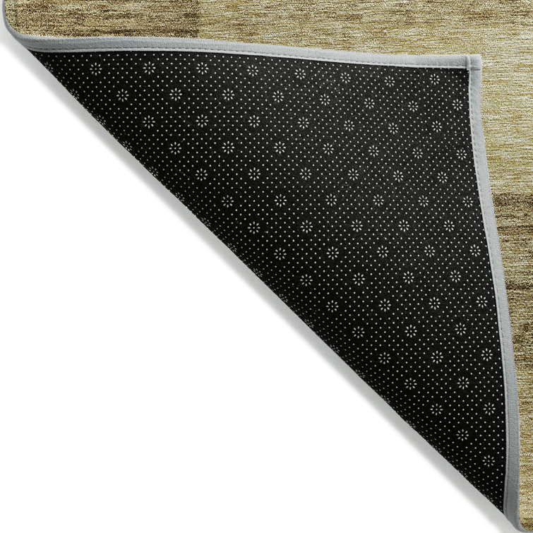 Gold Rectangular Synthetic Non-slip Washable Rug 30" x 20"