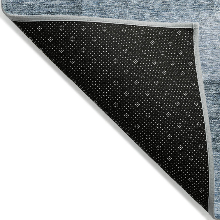 Denim Blue Synthetic Washable Rectangular Area Rug 30" x 20"