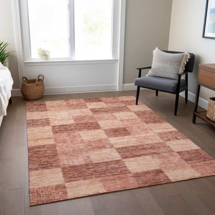 Paprika Synthetic Flat Woven Rectangular Washable Rug 20" x 30"