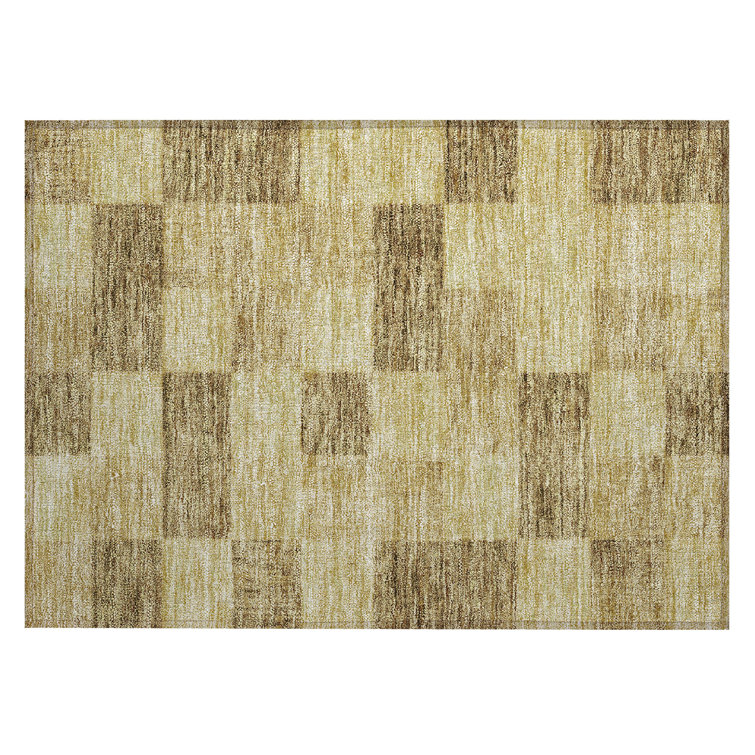 Gold Rectangular Synthetic Non-slip Washable Rug 30" x 20"