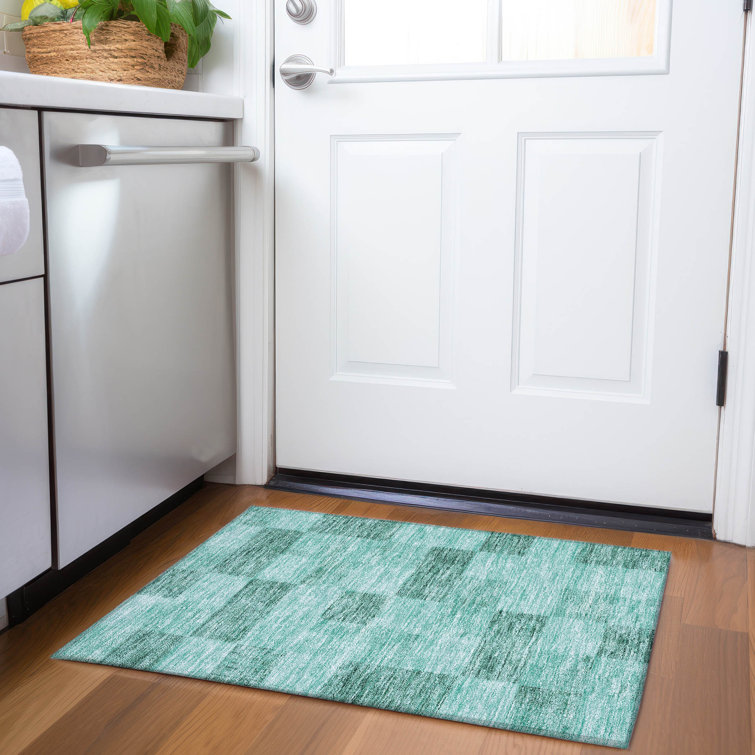 Seafoam Rectangular Machine Washable Indoor/Outdoor Rug