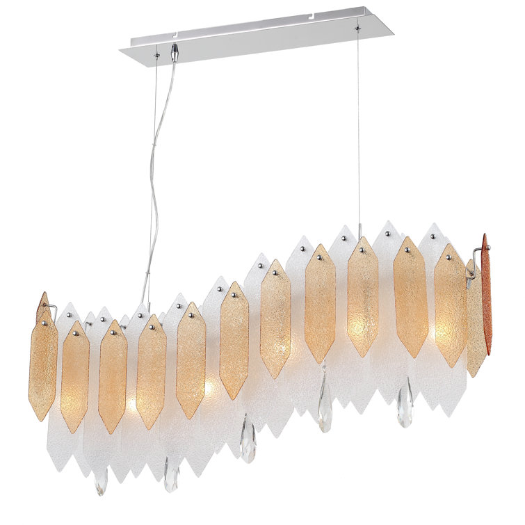 Stratus Chrome Finish 6-Light Kitchen Island Pendant with Amber Glass