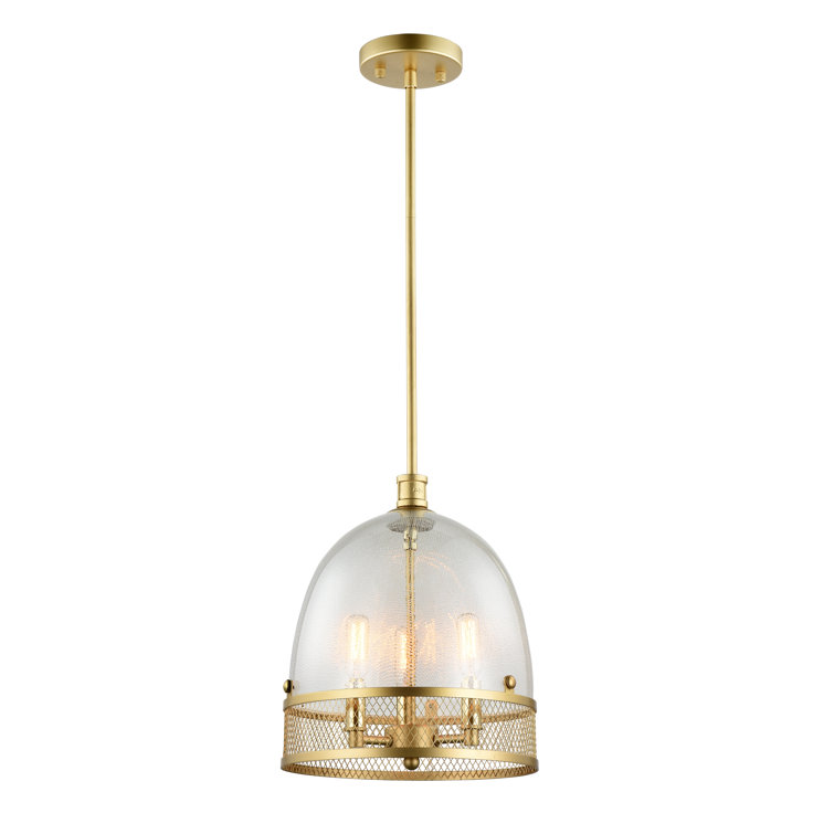 Theia Matte Gold 3-Light Bowl Pendant with Adjustable Height