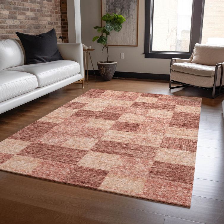 Paprika Synthetic Flat Woven Rectangular Washable Rug 20" x 30"