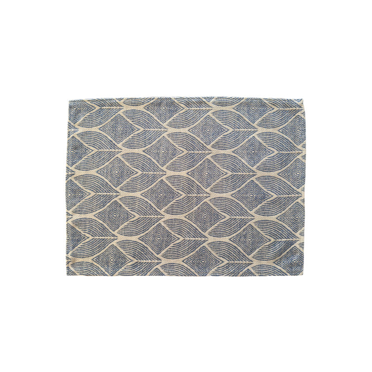 Indigo and Beige Geometric Fabric Rectangle Placemat