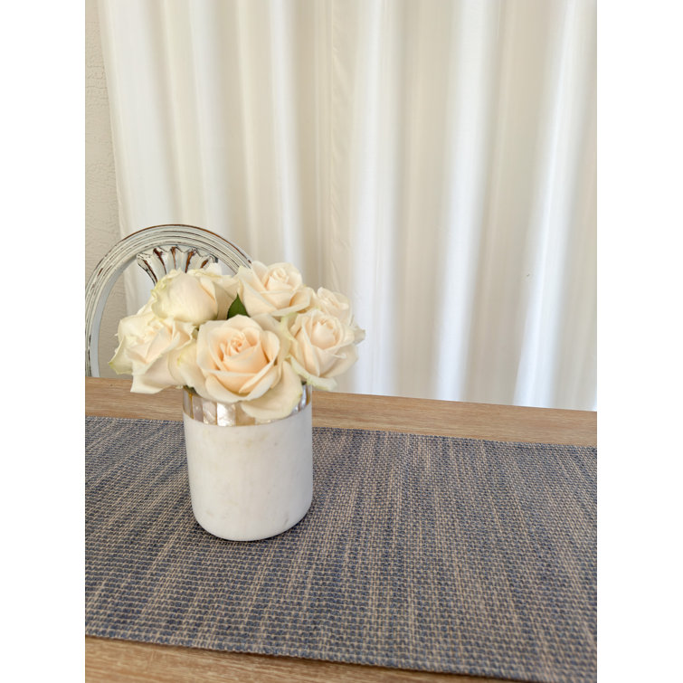 Indigo and Beige Plastic Indoor Outdoor Table Runner
