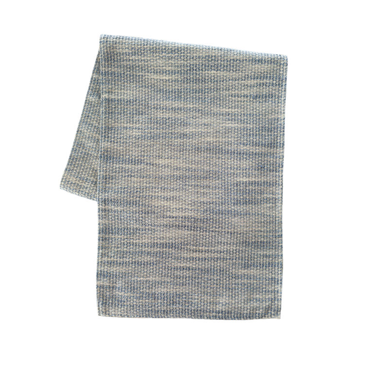 Indigo and Beige Plastic Indoor Outdoor Table Runner