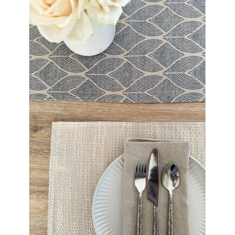 Indigo and White Patterned Plastic Table Runner