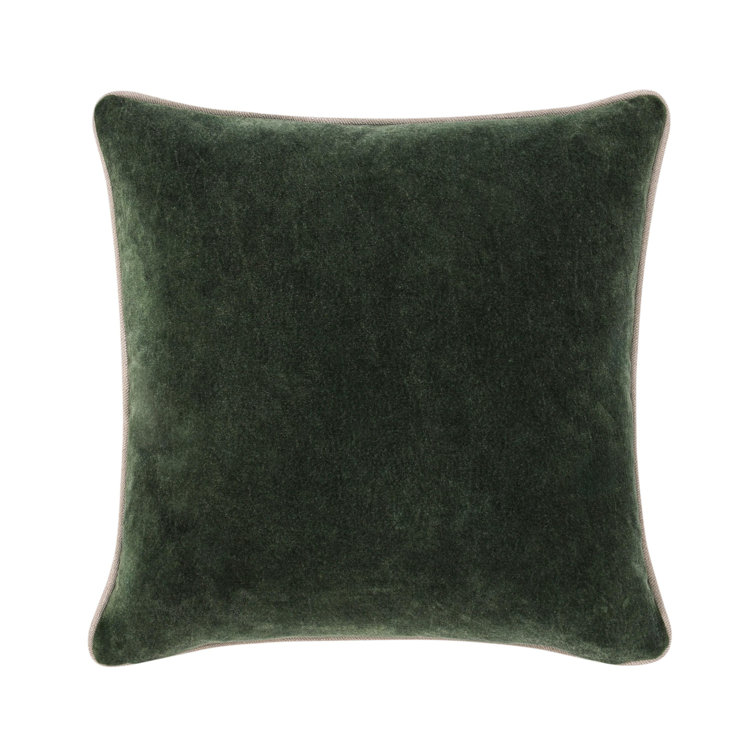 Forest Green Velvet Cotton Square Throw Pillow 22"