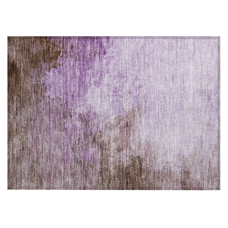 Lavender Rectangular Synthetic Flat Woven Washable Rug