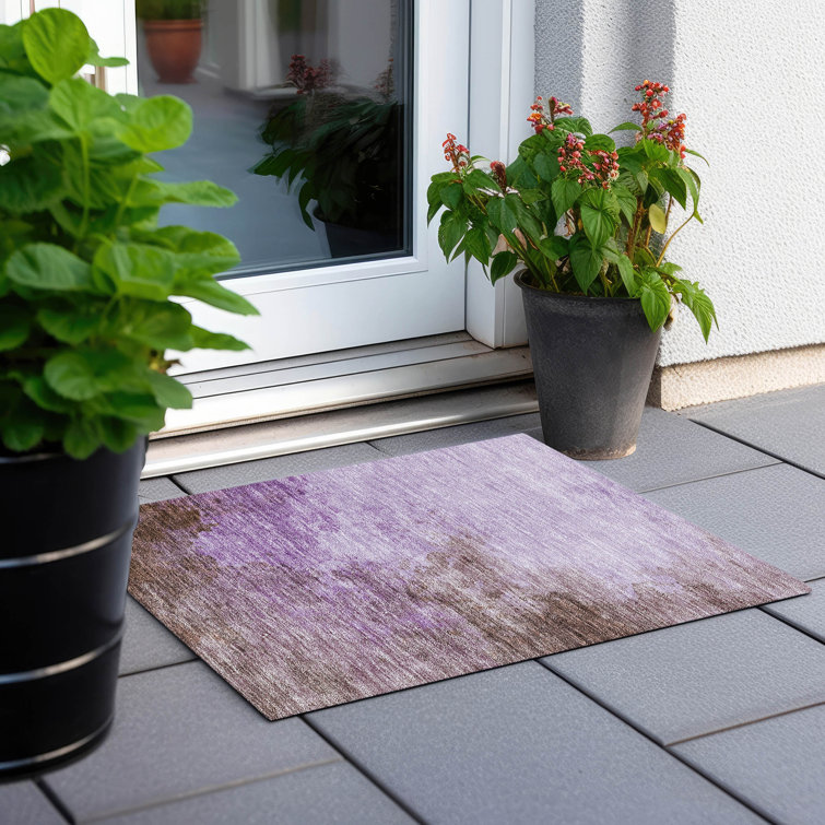 Lavender Rectangular Synthetic Flat Woven Washable Rug