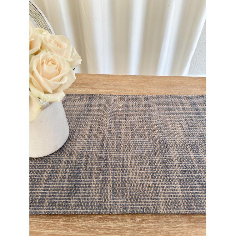Indigo and Beige Plastic Indoor Outdoor Table Runner