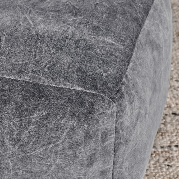 Heirloom 18" Gray Velvet Fabric Floor Cushion Pouf