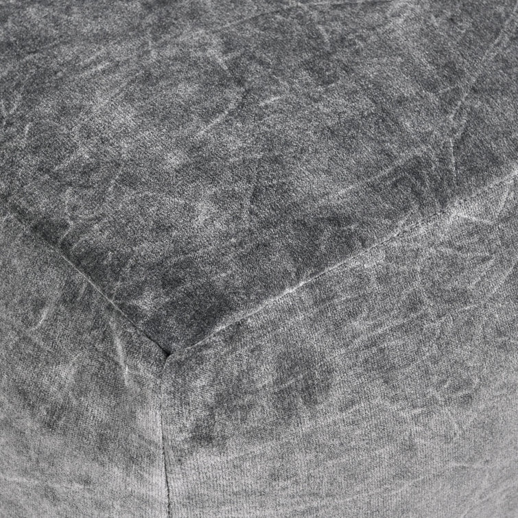 Heirloom 18" Gray Velvet Fabric Floor Cushion Pouf