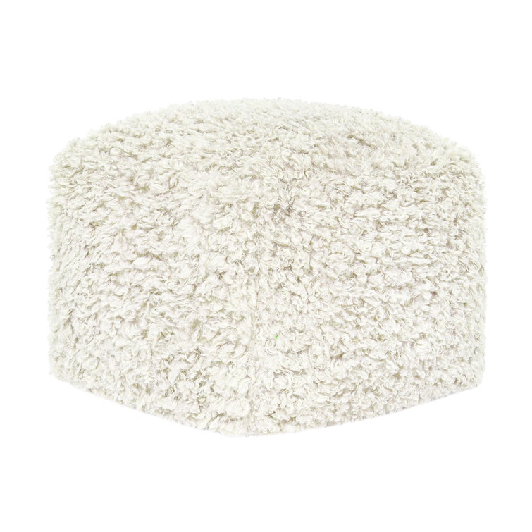 Ivory Boucle Upholstered Modern Square Pouf