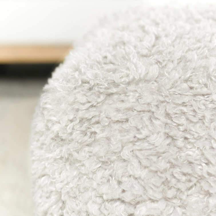 Ivory Boucle Upholstered Modern Square Pouf