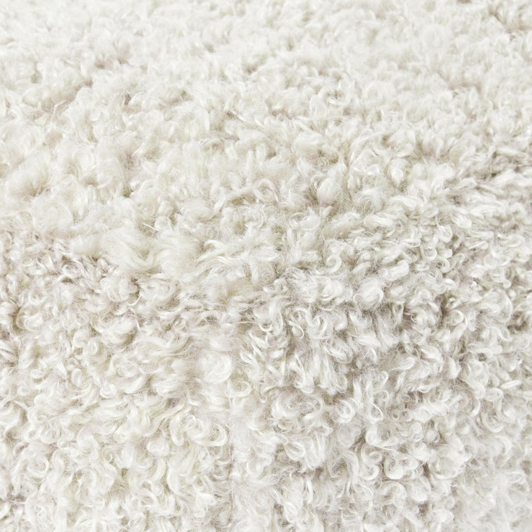 Ivory Boucle Upholstered Modern Square Pouf