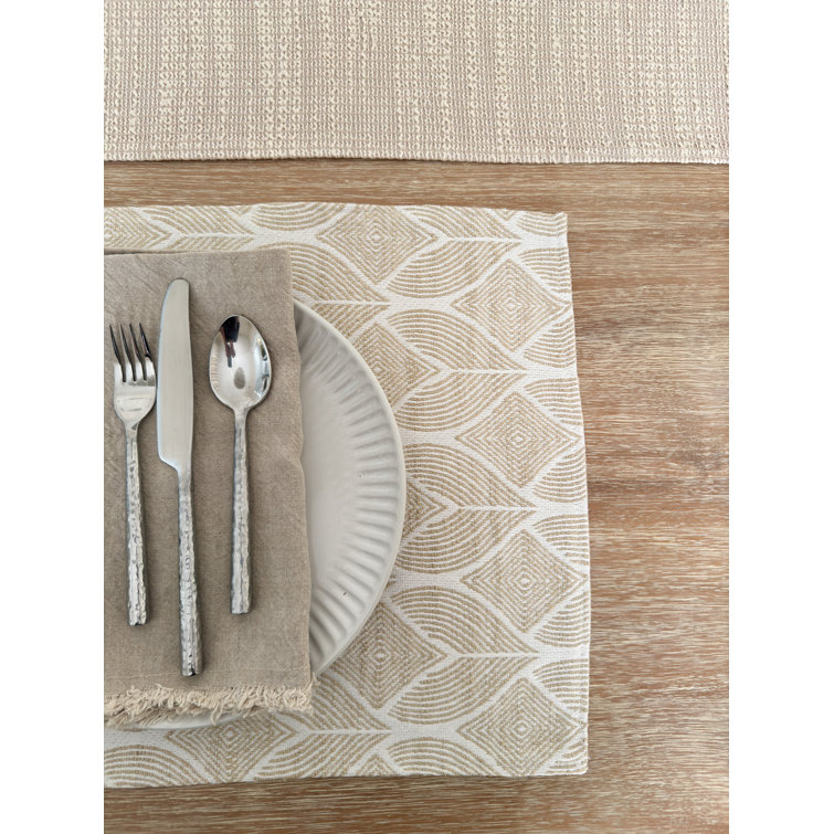Beige Geometric Fabric Rectangle Placemat