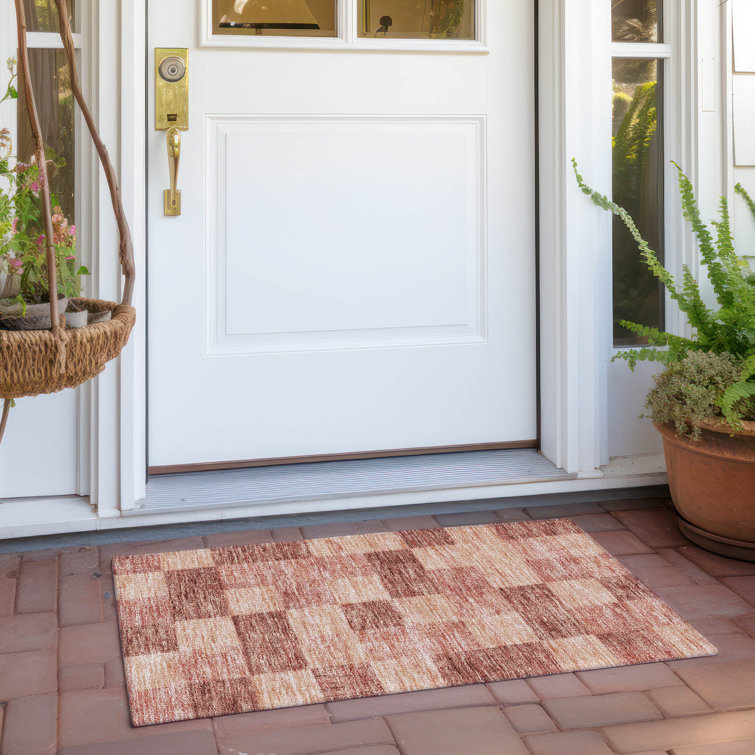 Paprika Synthetic Flat Woven Rectangular Washable Rug 20" x 30"