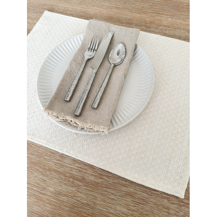 Beige Fabric Indoor/Outdoor Rectangle Placemat