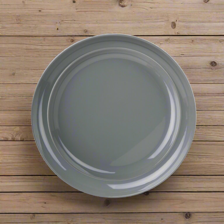 Gray Handcrafted Melamine Stacking Dinner Plates Set