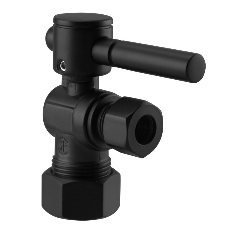 Matte Black 5/8" x 3/8" Angle Stop Valve with Lever Handle