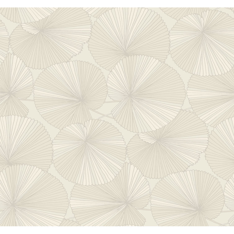Cream and Taupe Lily Pads Non-pasted Washable Wallpaper