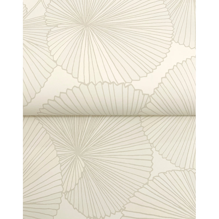 Cream and Taupe Lily Pads Non-pasted Washable Wallpaper