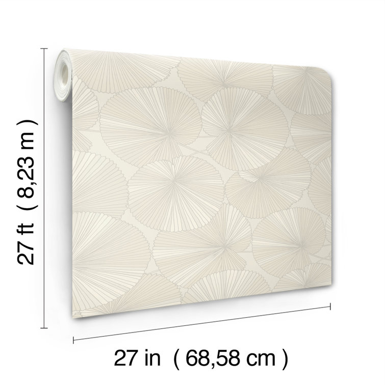 Cream and Taupe Lily Pads Non-pasted Washable Wallpaper