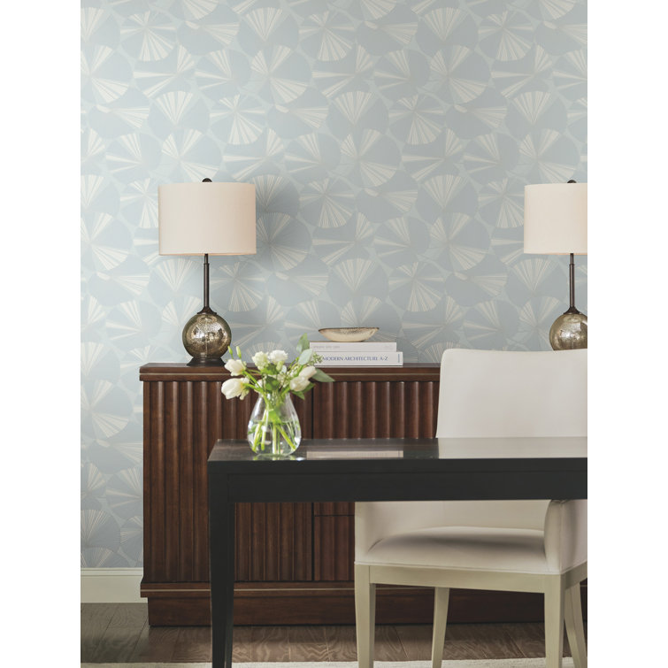 Spa Blue and White Non-pasted Washable Wallpaper