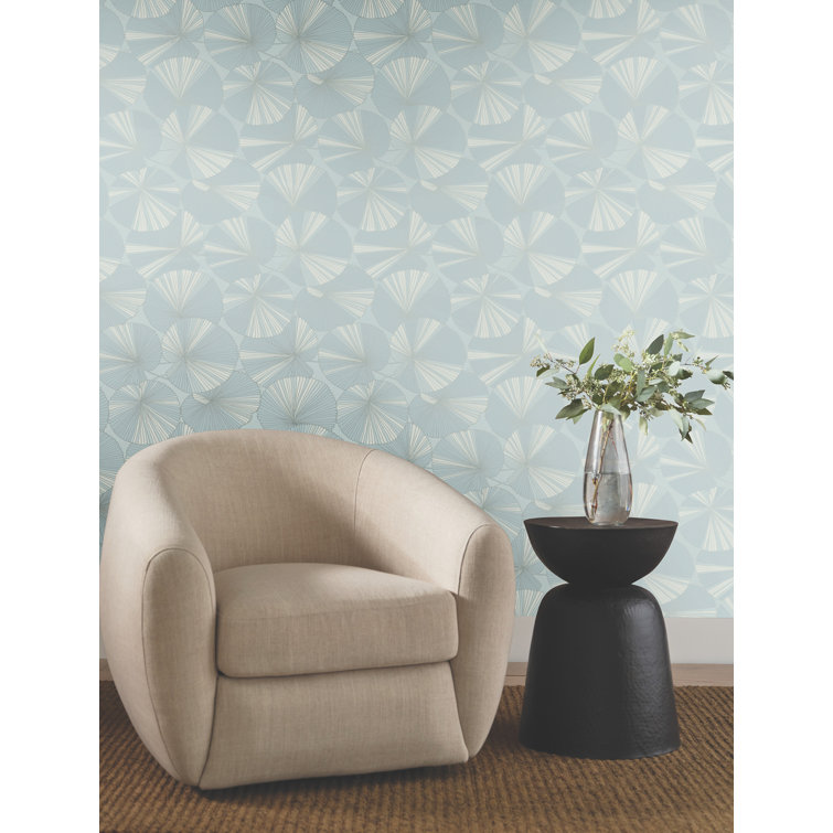Spa Blue and White Non-pasted Washable Wallpaper