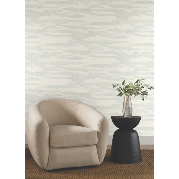 Spa Blue and Beige Abstract Non-pasted Washable Wallpaper