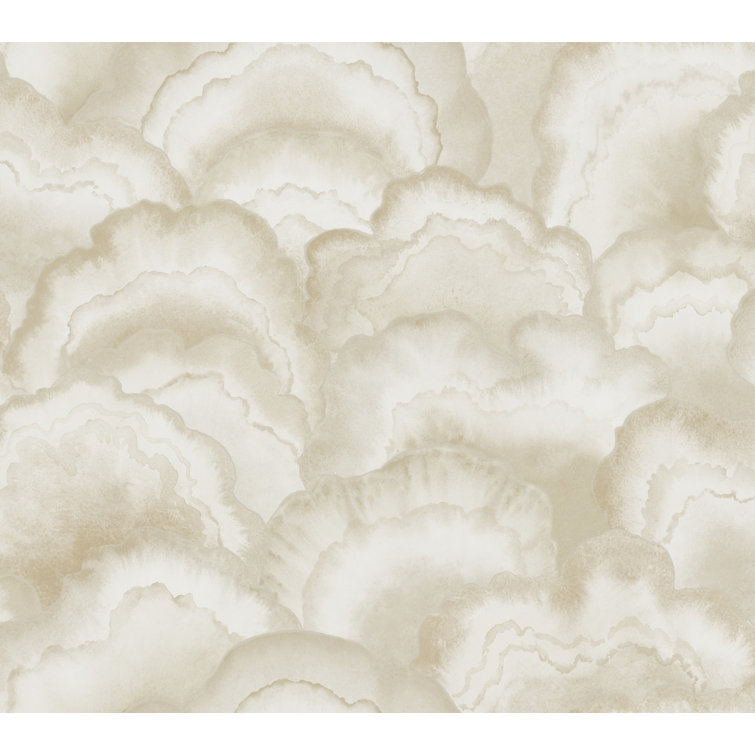 Beige and Silver Watercolor Demilune Fans Wallpaper