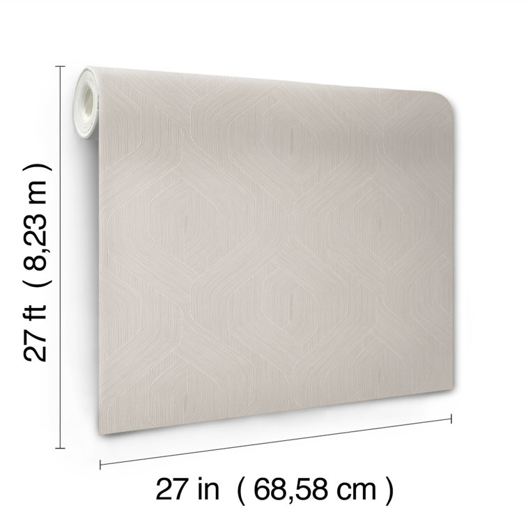 Taupe Non-Pasted Washable Geometric Wallpaper